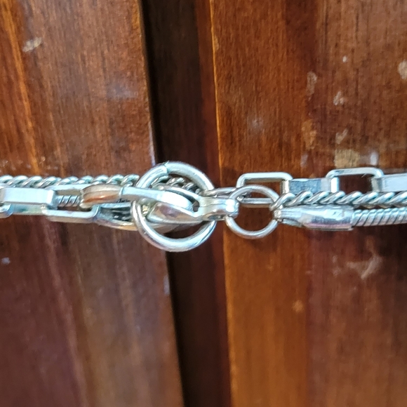 Silver Long Necklace Chain three layers with beads - Picture 10 of 10